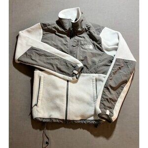 The North Face Polartec Fleece Jacket Womens‎ M Gray White Zip Long Sleeve Coat